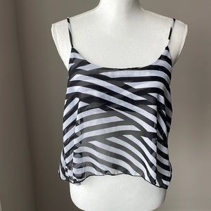 Sirens Black and White Striped Top 5/$25
